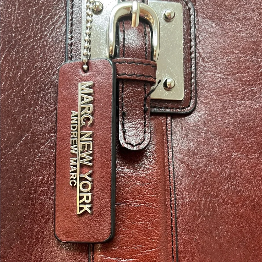 Marc New York Rich Brown Leather Briefcase